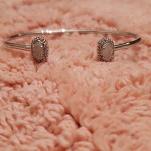 Calla Silver Cuff Bracelet In Iridescent Drusy